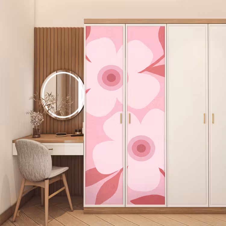 Deursticker - Bloemen - Abstract - Modern - Roze - Natuur — 5