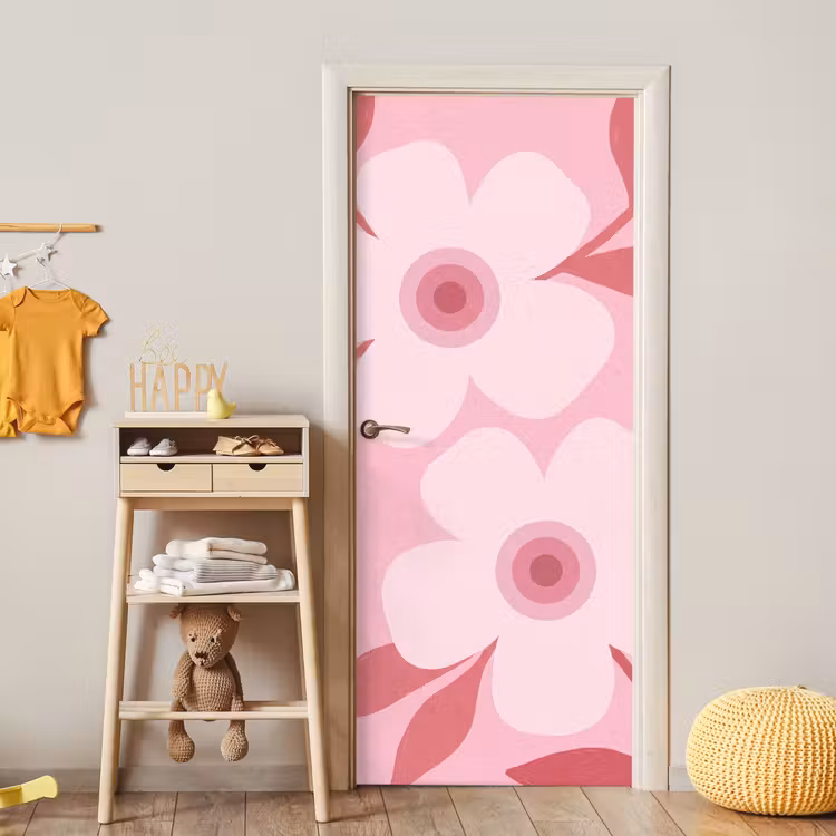 Deursticker - Bloemen - Abstract - Modern - Roze - Natuur — 6