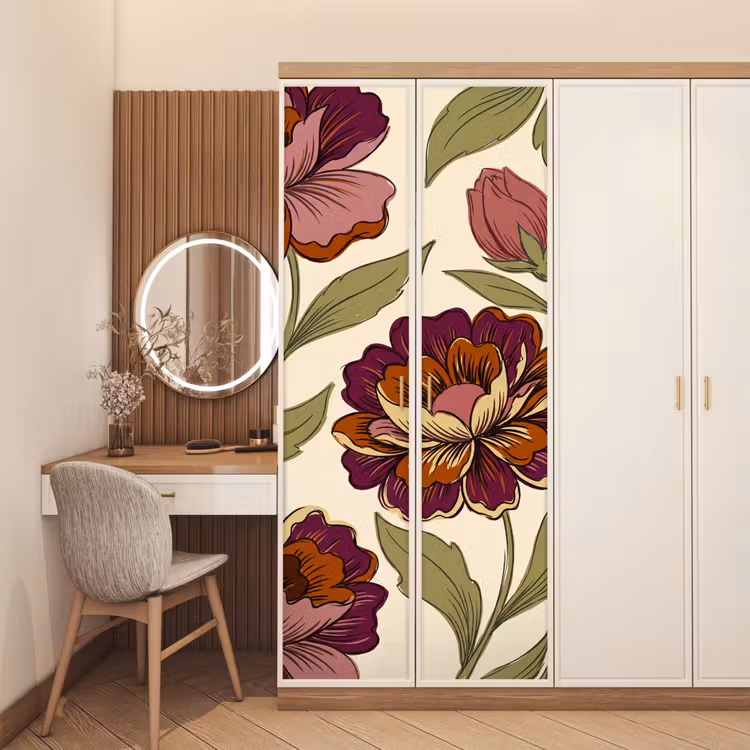 Deursticker - Bloemen - Patroon - Natuur - Modern - Paars — 5