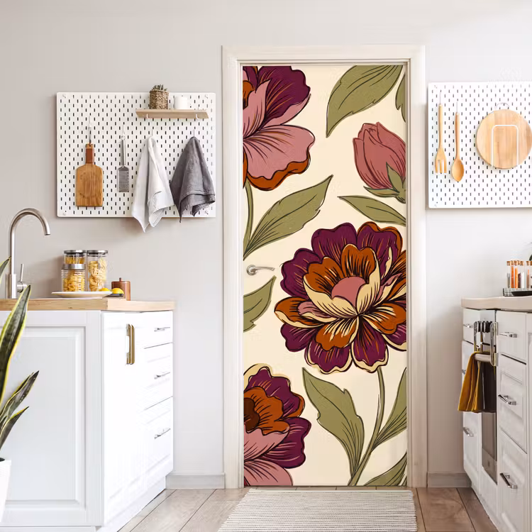 Deursticker - Bloemen - Patroon - Natuur - Modern - Paars — 7