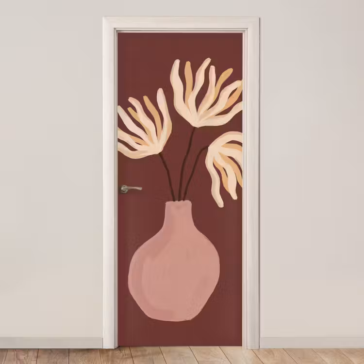 Deursticker - Bloemen - Vaas - Abstract - Modern - Aardetinten — 1