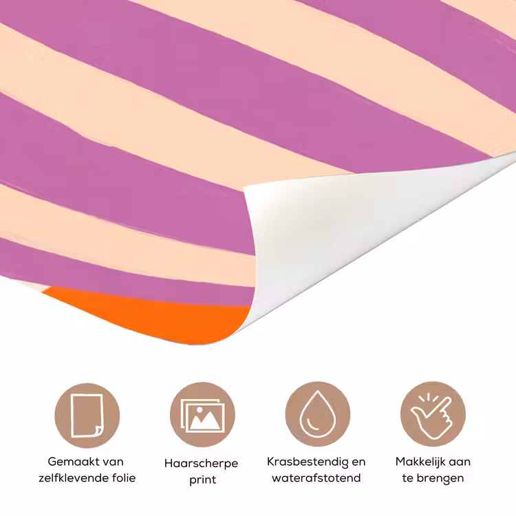 Deursticker - Bloemen - Vaas - Abstract - Paars - Oranje — 3