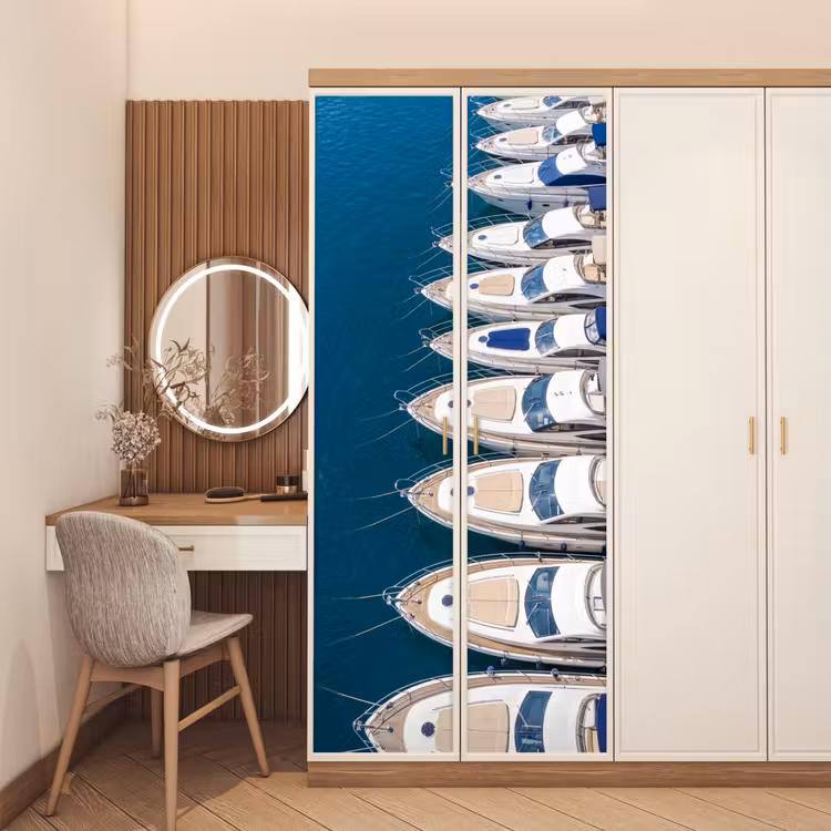 Deursticker - Boot - Jachthaven - Water - Zomer - Blauw — 5