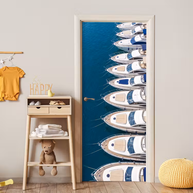 Deursticker - Boot - Jachthaven - Water - Zomer - Blauw — 6