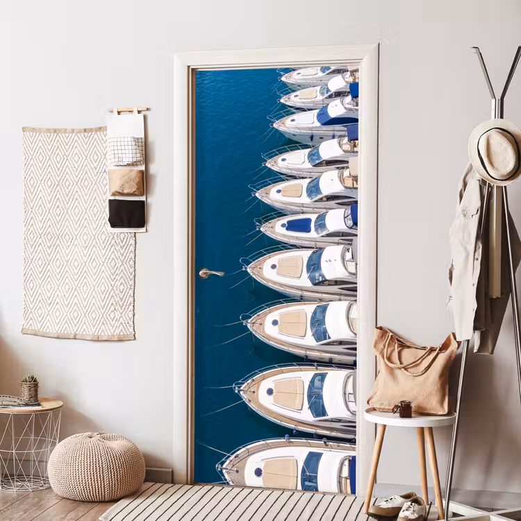 Deursticker - Boot - Jachthaven - Water - Zomer - Blauw — 8