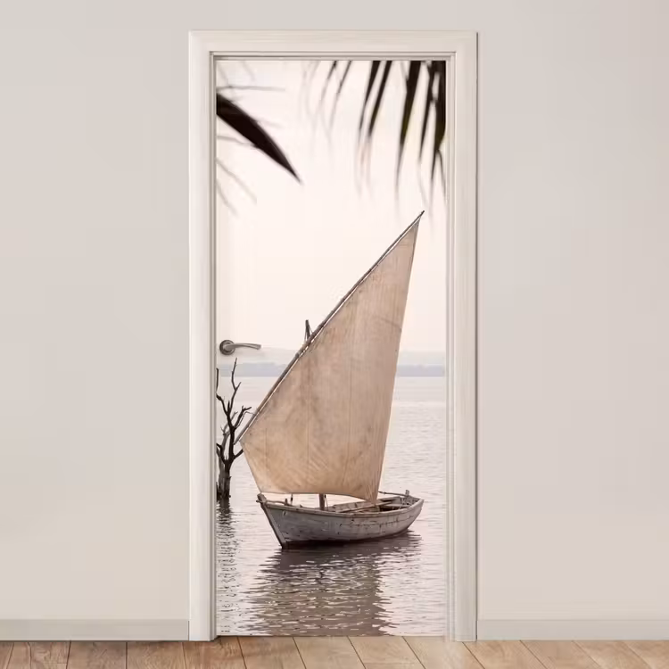 Deursticker - Boot - Zeil - Water - Tropisch - Natuur — 1