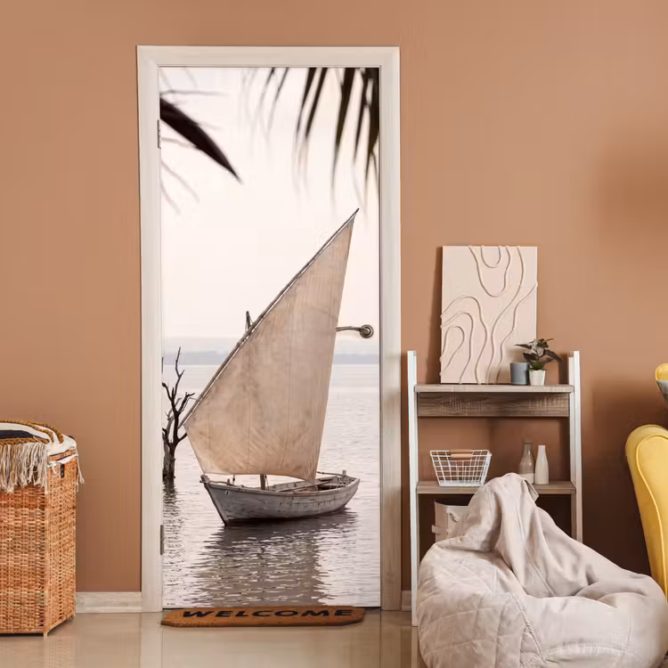 Deursticker - Boot - Zeil - Water - Tropisch - Natuur — 2