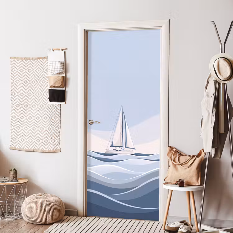 Deursticker - Boot - Zeil - Zee - Modern - Beige — 8