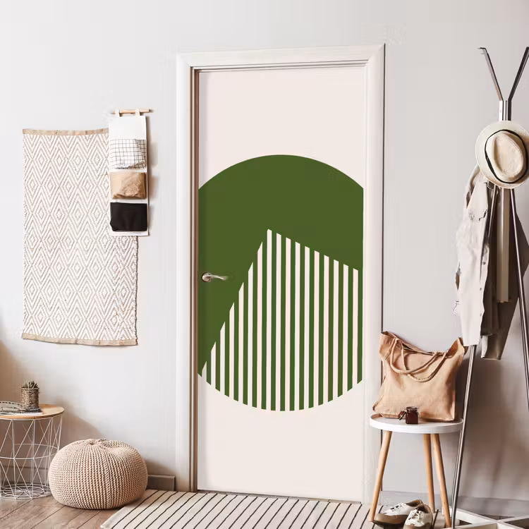 Deursticker - Cirkel - Strepen - Geometrisch - Abstract - Groen — 8