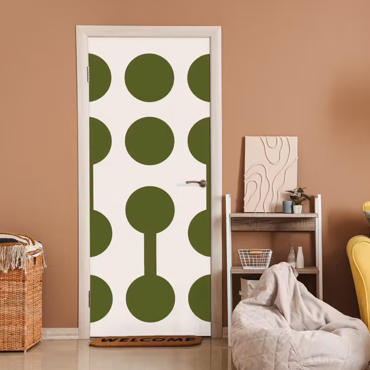 Deursticker - Cirkels - Geometrisch - Abstract - Modern - Groen — 2