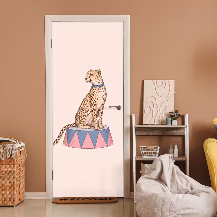 Deursticker - Dieren - Circus - Illustratie - Vintage - Roze — 2