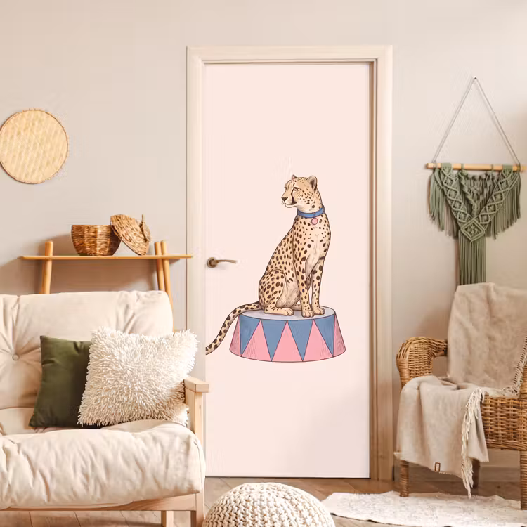 Deursticker - Dieren - Circus - Illustratie - Vintage - Roze — 4
