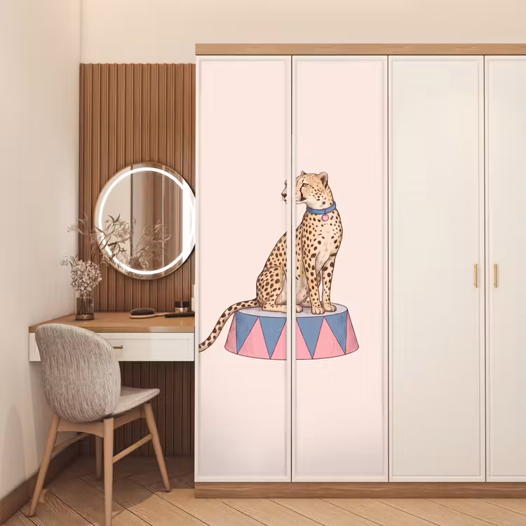 Deursticker - Dieren - Circus - Illustratie - Vintage - Roze — 5