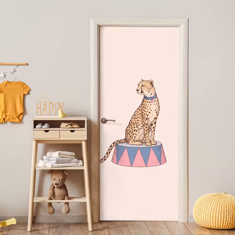 Deursticker - Dieren - Circus - Illustratie - Vintage - Roze — 6