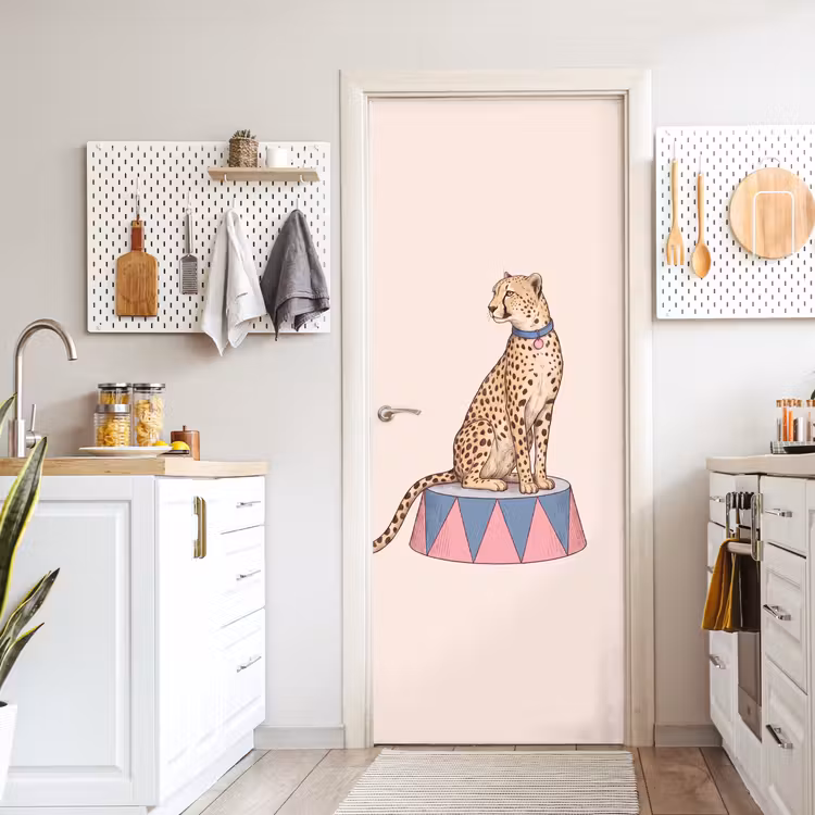 Deursticker - Dieren - Circus - Illustratie - Vintage - Roze — 7