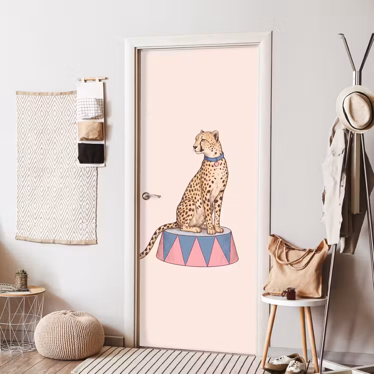 Deursticker - Dieren - Circus - Illustratie - Vintage - Roze — 8