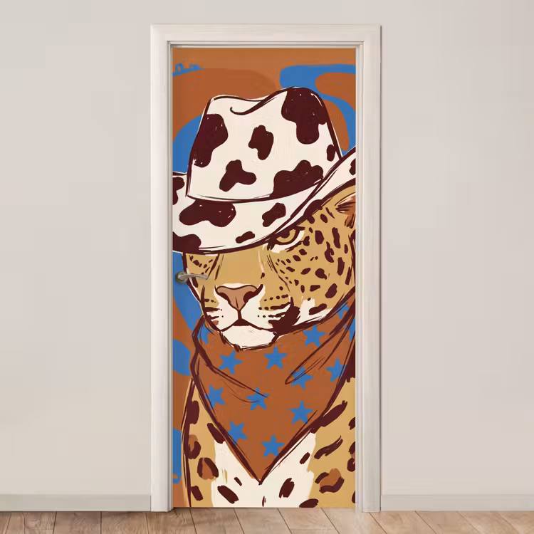 Deursticker - Dieren - Cowboyhoed - Modern - Illustratie - Bruin — 1