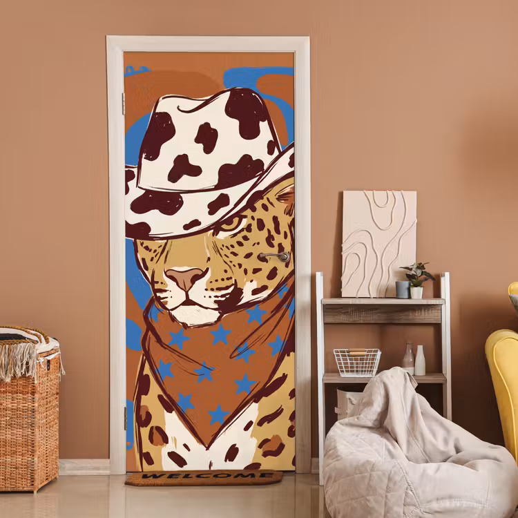 Deursticker - Dieren - Cowboyhoed - Modern - Illustratie - Bruin — 2