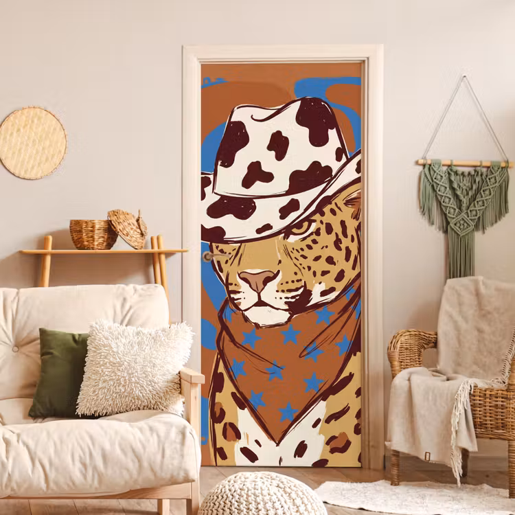 Deursticker - Dieren - Cowboyhoed - Modern - Illustratie - Bruin — 4