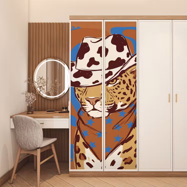 Deursticker - Dieren - Cowboyhoed - Modern - Illustratie - Bruin — 5