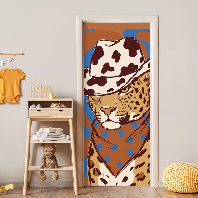 Deursticker - Dieren - Cowboyhoed - Modern - Illustratie - Bruin — 6