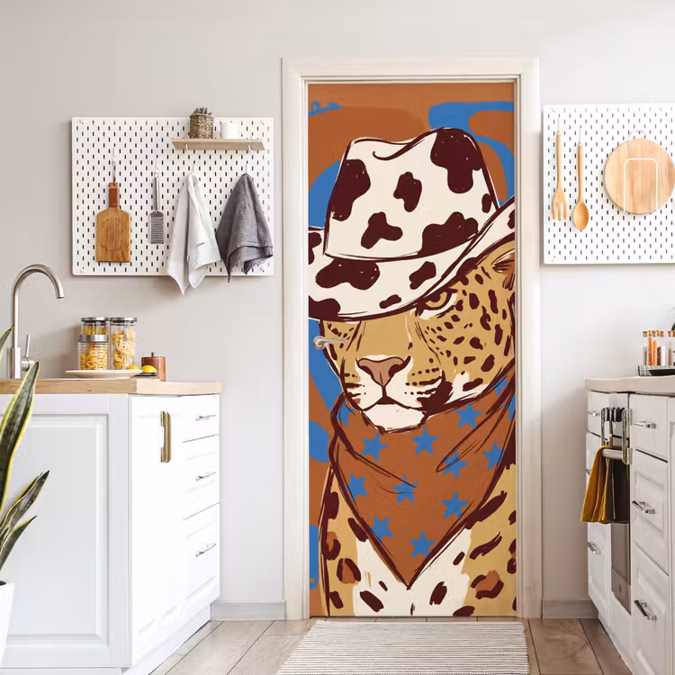 Deursticker - Dieren - Cowboyhoed - Modern - Illustratie - Bruin — 7
