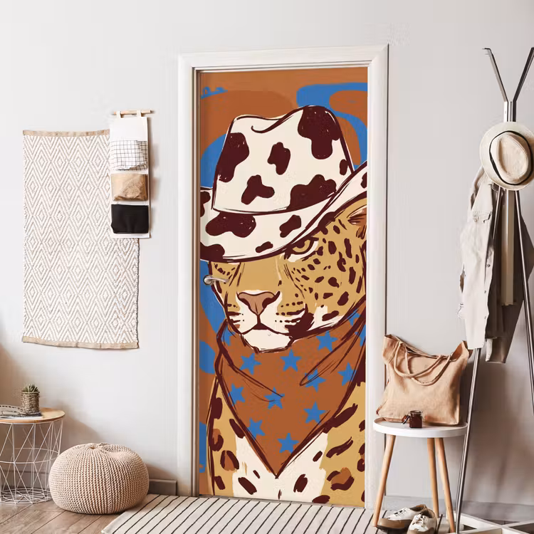 Deursticker - Dieren - Cowboyhoed - Modern - Illustratie - Bruin — 8