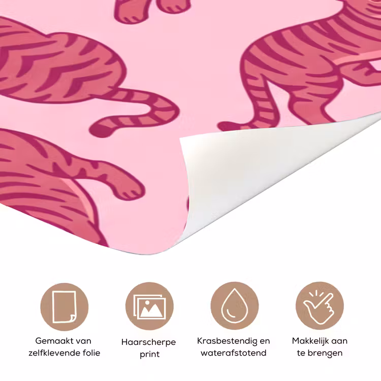 Deursticker - Dieren - Patroon - Roze - Speels - Cartoon — 3