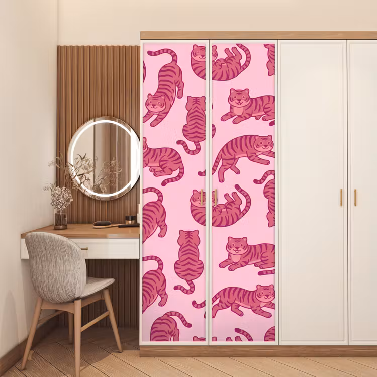 Deursticker - Dieren - Patroon - Roze - Speels - Cartoon — 5