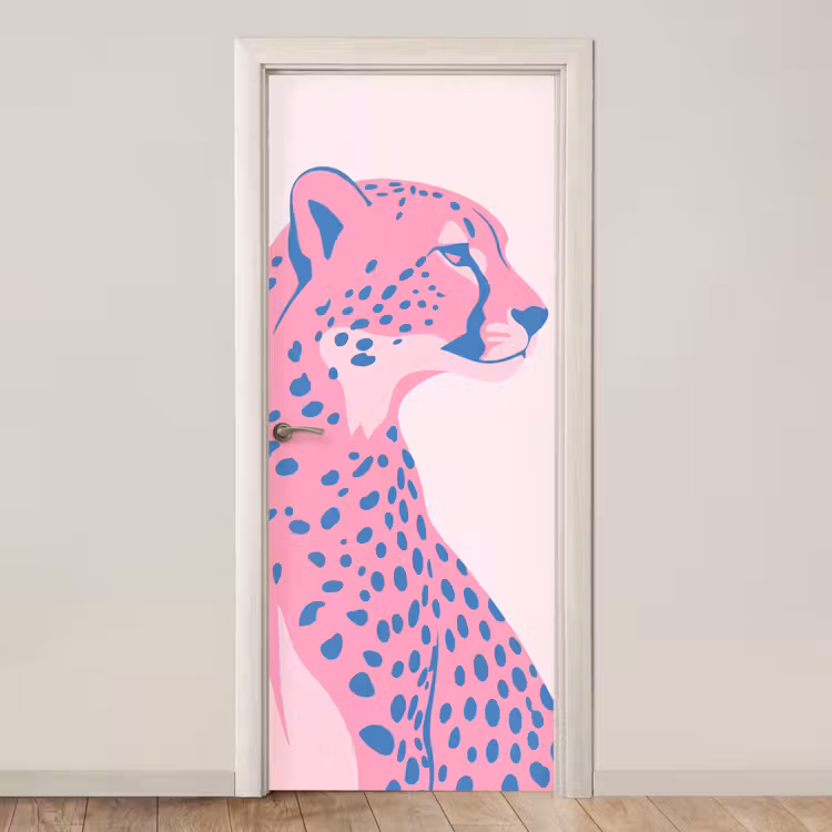 Deursticker - Dieren - Profiel - Abstract - Roze - Blauw — 1