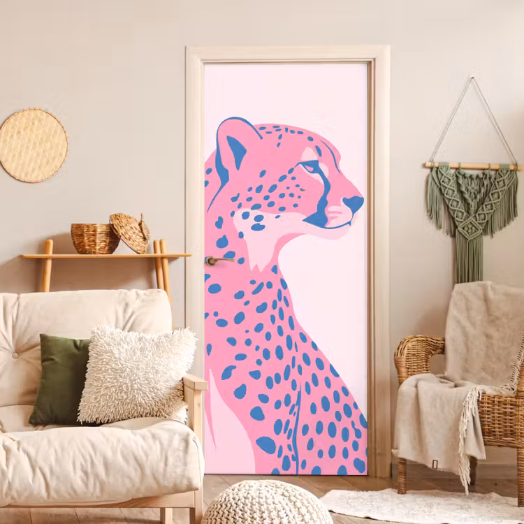 Deursticker - Dieren - Profiel - Abstract - Roze - Blauw — 4