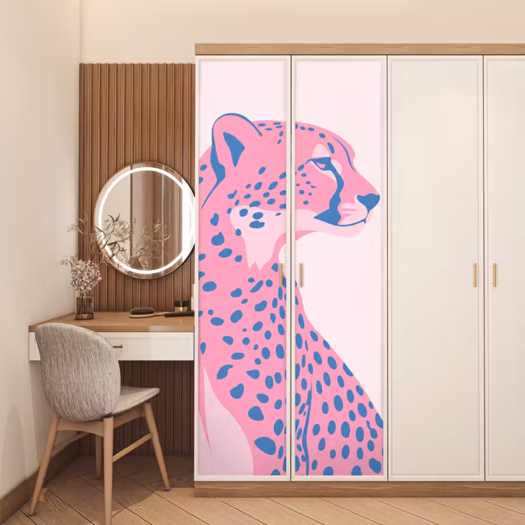 Deursticker - Dieren - Profiel - Abstract - Roze - Blauw — 5