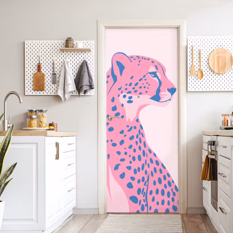 Deursticker - Dieren - Profiel - Abstract - Roze - Blauw — 7