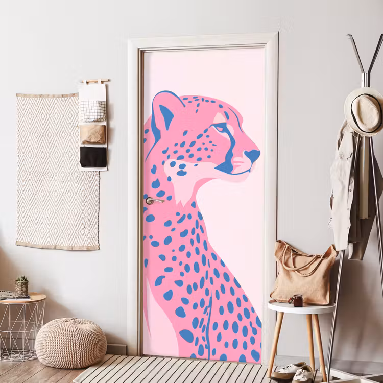 Deursticker - Dieren - Profiel - Abstract - Roze - Blauw — 8