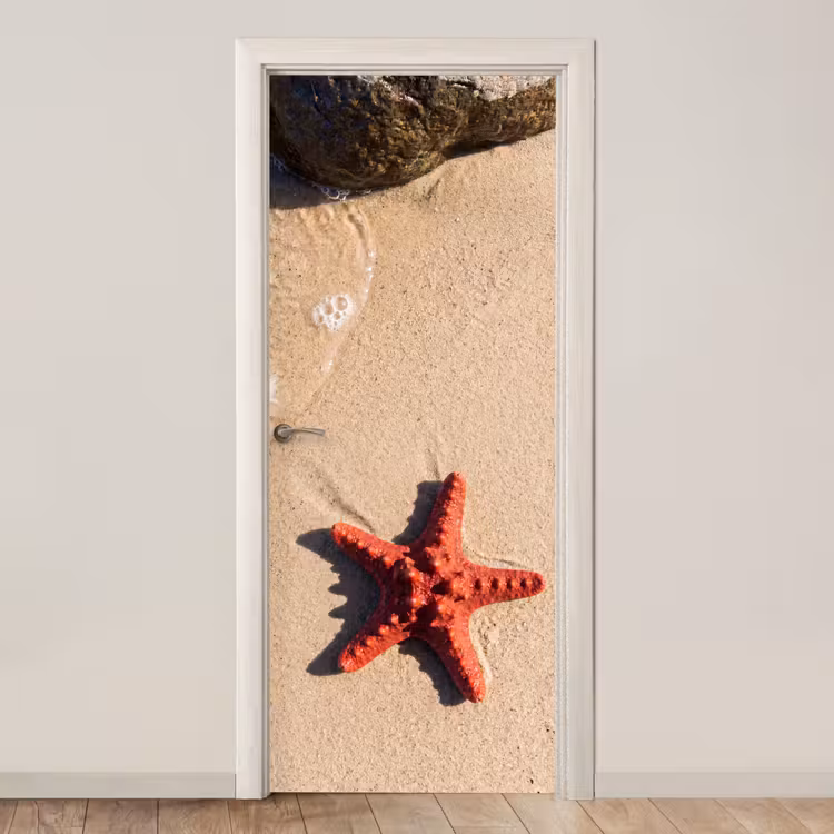 Deursticker - Dieren - Strand - Zee - Natuur - Rood — 1