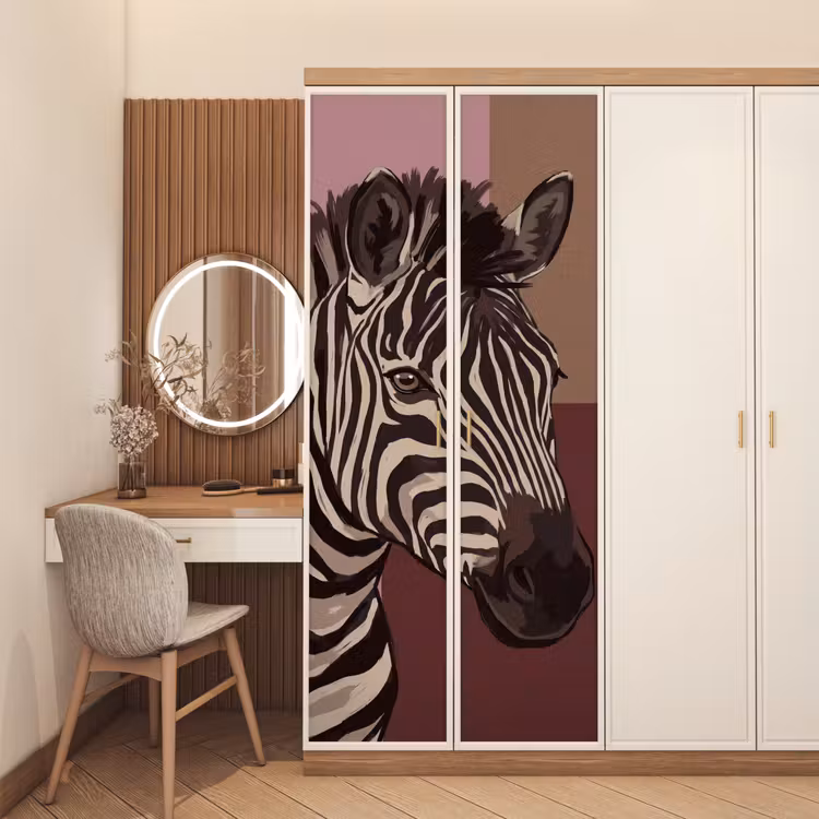 Deursticker - Dieren - Zebrahoofd - Wildlife - Modern - Bruin — 5