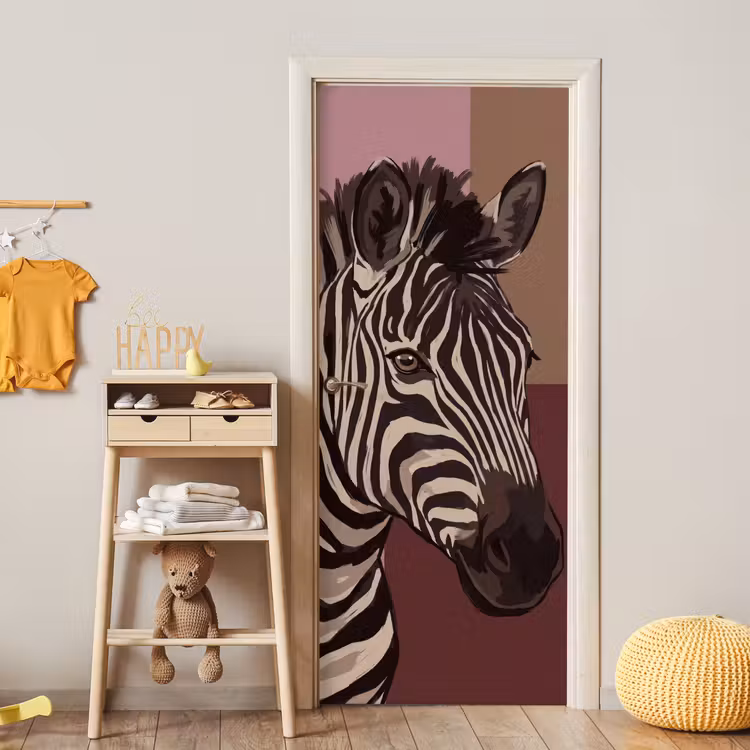 Deursticker - Dieren - Zebrahoofd - Wildlife - Modern - Bruin — 6
