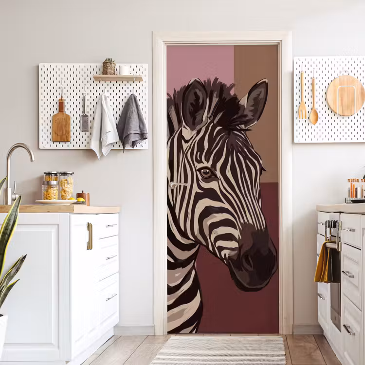 Deursticker - Dieren - Zebrahoofd - Wildlife - Modern - Bruin — 7