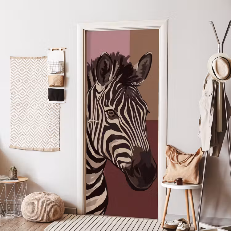 Deursticker - Dieren - Zebrahoofd - Wildlife - Modern - Bruin — 8