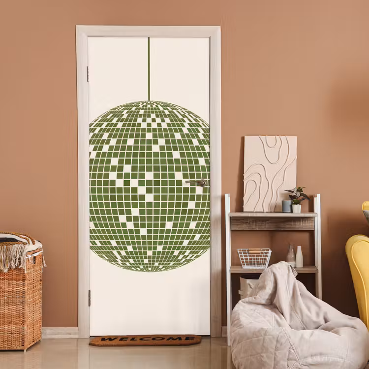 Deursticker - Disco - Bal - Groen - Abstract - Modern — 2