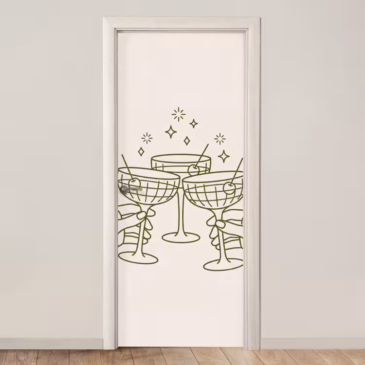 Deursticker - Drankjes - Feest - Proosten - Minimalistisch - Groen — 1
