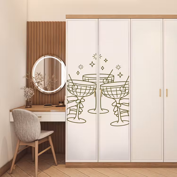 Deursticker - Drankjes - Feest - Proosten - Minimalistisch - Groen — 5