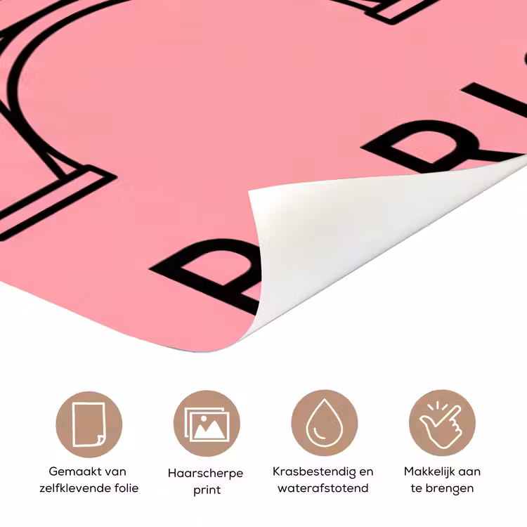 Deursticker - Eiffeltoren - Parijs - Architectuur - Minimalistisch - Roze — 3