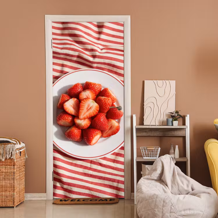 Deursticker - Eten - Aardbeien - Fruit - Zomer - Rood — 2