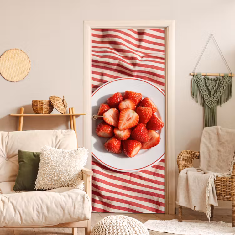 Deursticker - Eten - Aardbeien - Fruit - Zomer - Rood — 4