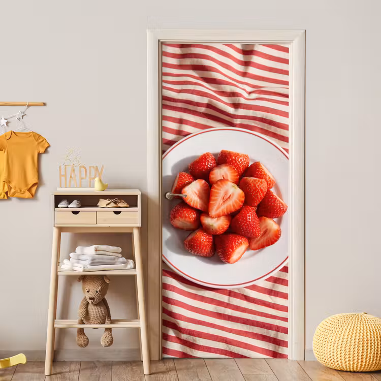 Deursticker - Eten - Aardbeien - Fruit - Zomer - Rood — 6