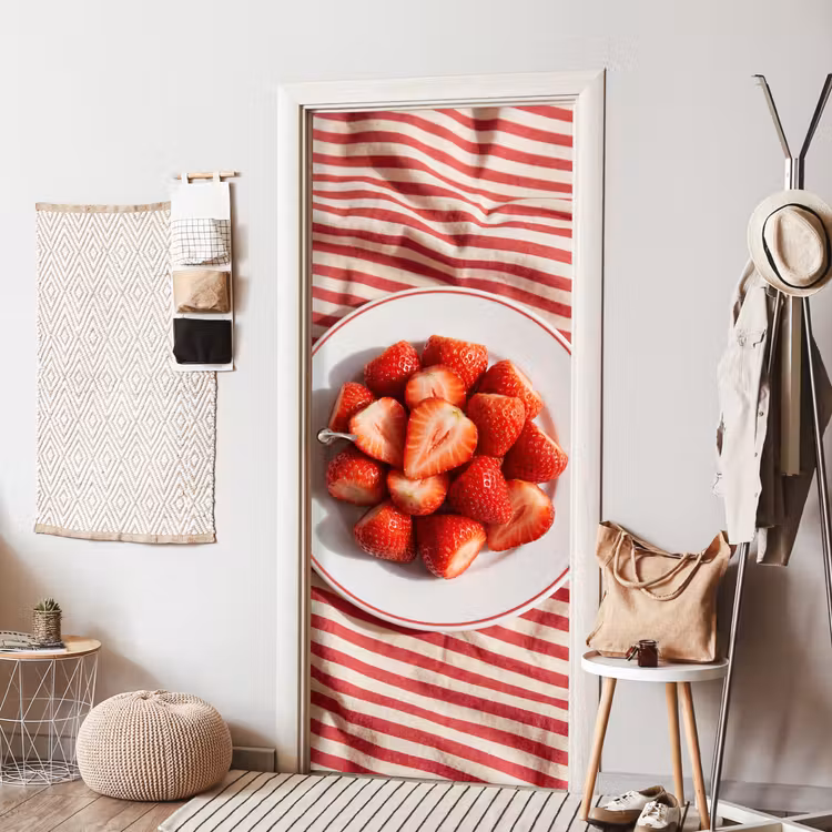 Deursticker - Eten - Aardbeien - Fruit - Zomer - Rood — 8