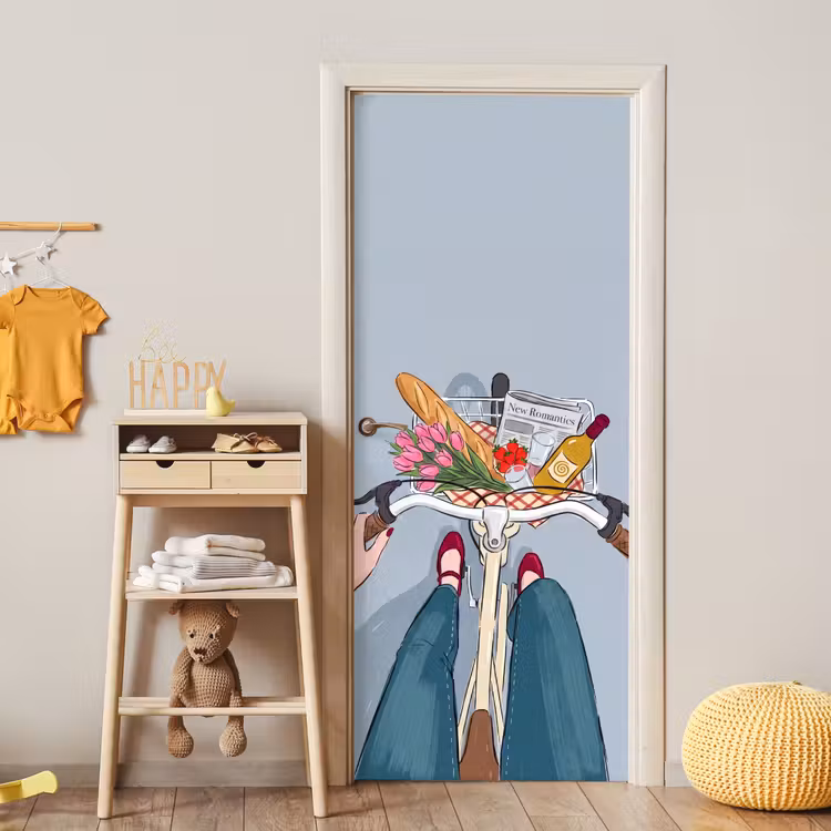Deursticker - Fiets - Picknick - Zomer - Illustratie — 6