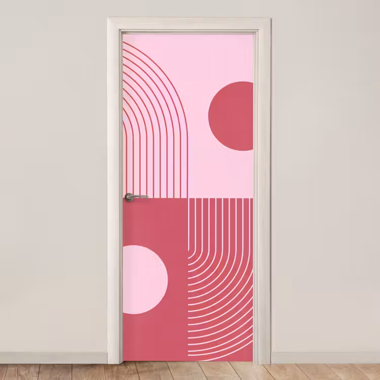 Deursticker - Geometrie - Patroon - Abstract - Roze - Modern — 1