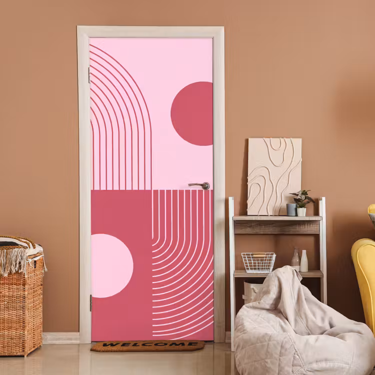 Deursticker - Geometrie - Patroon - Abstract - Roze - Modern — 2